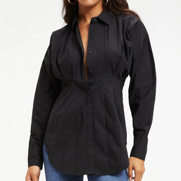 NWT GOOD AMERICAN DART POPLIN SHIRT - Picture 3 of 9